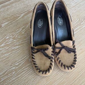 Dr. Scholl's Tan and Dark Brown Suede Slip-On Loafers